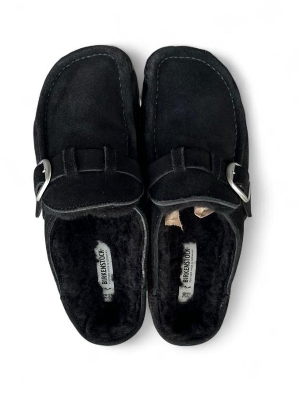 Birkenstock Buckley Shearling Suede Clogs Black EU 38 US Women’s 7-7.5 Narrow - Picture 6 of 7